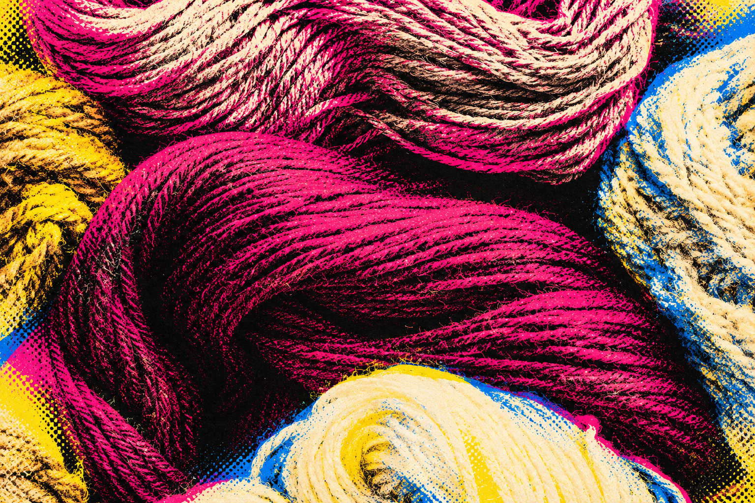 Cashmere yarns — PARESSE pop treatment of official Quince photography